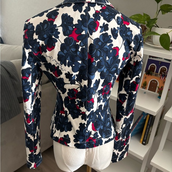 Floral Women's Blazer - Blue and dark pink‎ - Picture 8 of 14